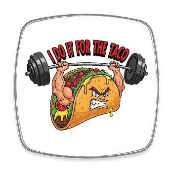 Taco Stark Hantel Barbell Fitness Workout Mexican  - Viereckiger Kühlschrankmagnet - Weiß - Vorne