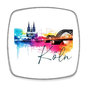 Horizon de Cologne Cathédrale de Cologne Allemagne Ville Coloré - Magnet carré - blanc - Devant