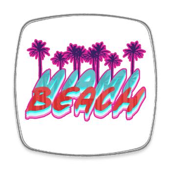 Beach Florida Neon Palms - Viereckiger Kühlschrankmagnet - Weiß - Vorne