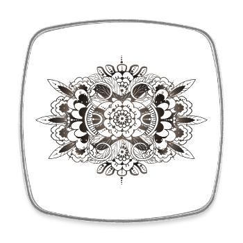 mehndi inspired ornament with fine lines - Square fridge magnet - white - Front