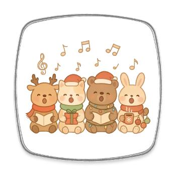 Christmas carol singer for children, boys and girls - Square fridge magnet - white - Front