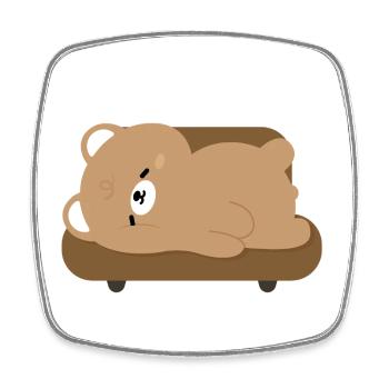Müder Eisbär auf Sofa - Viereckiger Kühlschrankmagnet - Weiß - Vorne