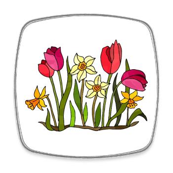 Blumen - Viereckiger Kühlschrankmagnet - Weiß - Vorne