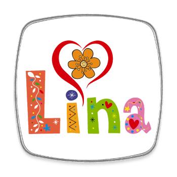 Lina Name Tee - Viereckiger Kühlschrankmagnet - Weiß - Vorne
