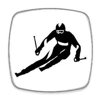 Ski - Magnet carré - blanc - Devant