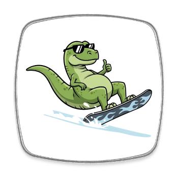 Cooler Dinosaurier Surfer Mit Sonnenbrille - Viereckiger Kühlschrankmagnet - Weiß - Vorne