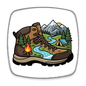 Camp Adventure Boot - Viereckiger Kühlschrankmagnet - Weiß - Vorne