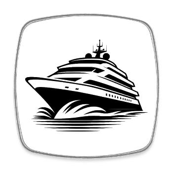 Kreuzfahrt Yacht mit voller Wellen Fahrt voraus - Viereckiger Kühlschrankmagnet - Weiß - Vorne