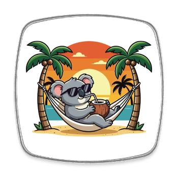 Lustiger Koala im Strand-Hängematten-Sommerurlaub - Viereckiger Kühlschrankmagnet - Weiß - Vorne