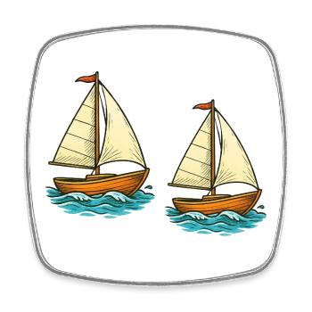 Zwei Segelboote - Viereckiger Kühlschrankmagnet - Weiß - Vorne