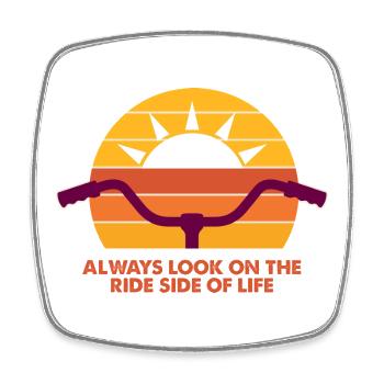 Sunny bike vibes - Always the ride side! - Square fridge magnet - white - Front