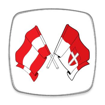 Drapeaux croisés Autriche & Vienne - Magnet carré - blanc - Devant