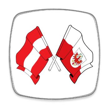 Österreich & Tiroler Flagge gekreuzt - Viereckiger Kühlschrankmagnet - Weiß - Vorne