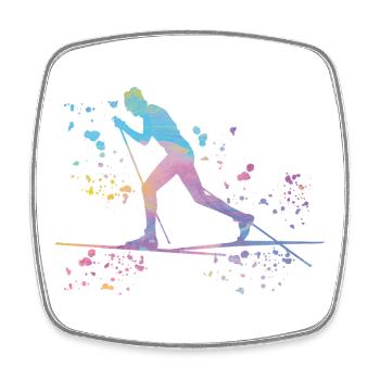Ski de fond Ski de fond - Magnet carré - blanc - Devant