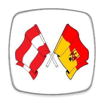 Austria & Burgenland Crossed Flags - Square fridge magnet - white - Front