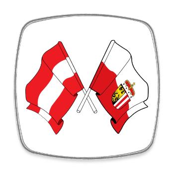Austria & Upper Austria Flag Crossed - Square fridge magnet - white - Front