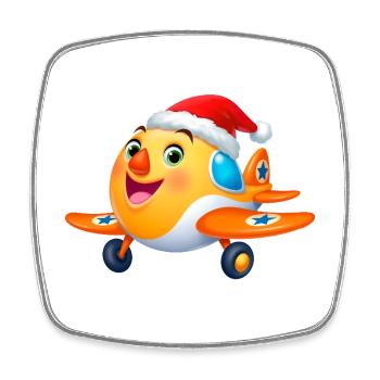 Avion pour enfants de Noël – Avion - Magnet carré - blanc - Devant