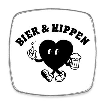 Bier und Kippen - Viereckiger Kühlschrankmagnet - Weiß - Vorne