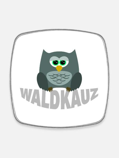 WALDKAUZ - Viereckiger Kühlschrankmagnet - Weiß