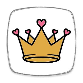 Cute Princess Crown Hearts Vector - Square fridge magnet - white - Front