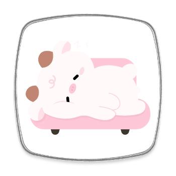 Vache fatiguée - Magnet carré - blanc - Devant