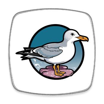 Logo vintage de la mouette de mer sur rochers - Magnet carré - blanc - Devant