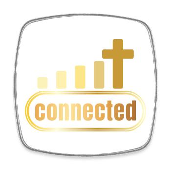 Connecté - croix - or - chrétien - Magnet carré - blanc - Devant