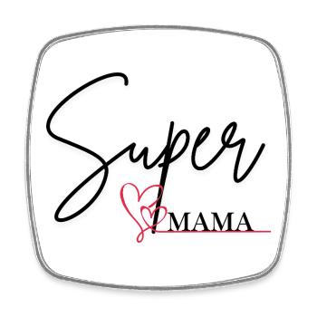 Super Mama - Square fridge magnet - white - Front