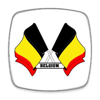 Drapeaux croisés de la Belgique - Magnet carré - blanc - Devant
