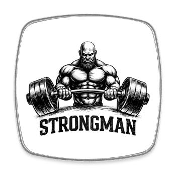 Strongman Weight Lifting Logo Drawing - Square fridge magnet - white - Front