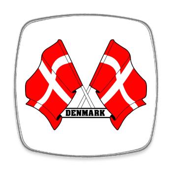 DENMARK – Crossed Flags - Square fridge magnet - white - Front