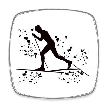 Ski de fond Ski de fond - Magnet carré - blanc - Devant