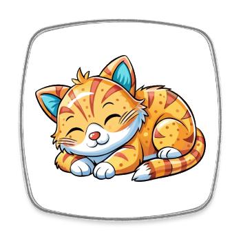 Sleeping cat - Square fridge magnet - white - Front