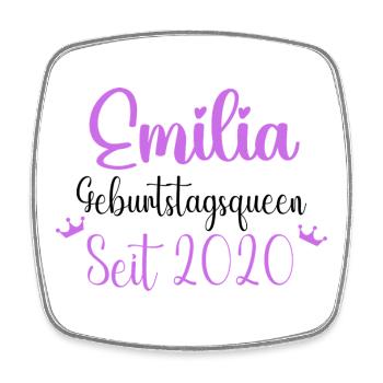 Emilia Geburtstagsqueen Seit 2020 Geburtstag - Viereckiger Kühlschrankmagnet - Weiß - Vorne