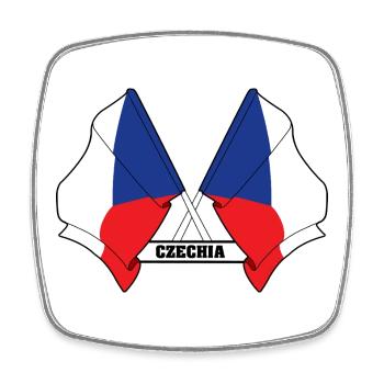 TSCHECHISCHE REPUBLIK – Kreuzende Flaggen - Viereckiger Kühlschrankmagnet - Weiß - Vorne