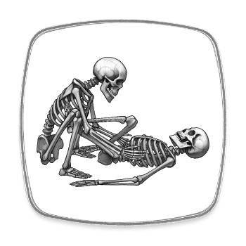SKELETONS IN LOVE #3 - black & white - Square fridge magnet - white - Front