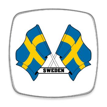 Schwedische Flagge - Viereckiger Kühlschrankmagnet - Weiß - Vorne