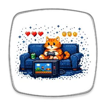 Zocken Katze – PC Gamer Humor - Viereckiger Kühlschrankmagnet - Weiß - Vorne