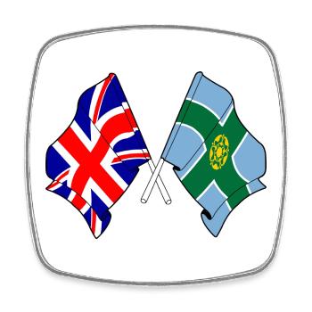 Derbyshire & Great Britain - Square fridge magnet - white - Front