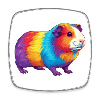 Buntes Meerschweinchen-Regenbogen-Pop-Art-Aquarell - Viereckiger Kühlschrankmagnet - Weiß - Vorne