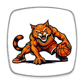 Orange Cat Dribbling Mascot - Square fridge magnet - white - Front