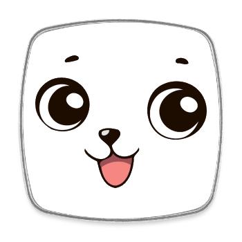 Kawaii Hundegesicht Lustiges Lächeln - Viereckiger Kühlschrankmagnet - Weiß - Vorne