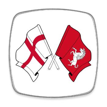 Kent traversé avec drapeau anglais - Magnet carré - blanc - Devant