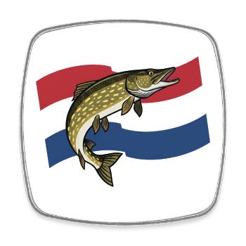 Hecht Angeln Niederlande Holland - Viereckiger Kühlschrankmagnet - Weiß - Vorne