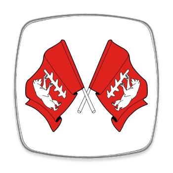 Deux drapeaux croisés du Warwickshire - Magnet carré - blanc - Devant