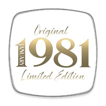 45th Birthday Original January 1981 - Square fridge magnet - white - Front