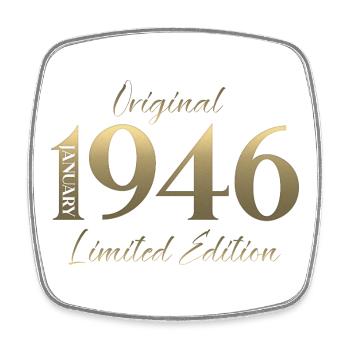 80. Geburtstag Original Januar Jahrgang 1946 - Viereckiger Kühlschrankmagnet - Weiß - Vorne