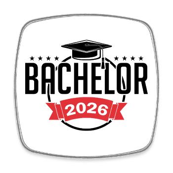 Bachelor 2026 Abschluss Promotion Sponsion - Viereckiger Kühlschrankmagnet - Weiß - Vorne