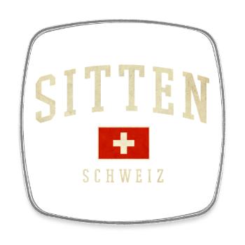 Sion Suisse – motif de drapeau avec fierté locale - Magnet carré - blanc - Devant