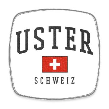Uster Schweiz – Flaggenmotiv mit Lokalstolz - Viereckiger Kühlschrankmagnet - Weiß - Vorne